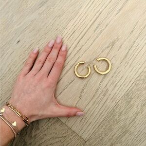 14k Solid Gold Thick Wide Tube Hoop Earrings